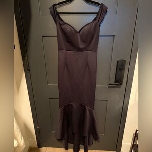 Off-Shoulder Dark Blue Gown